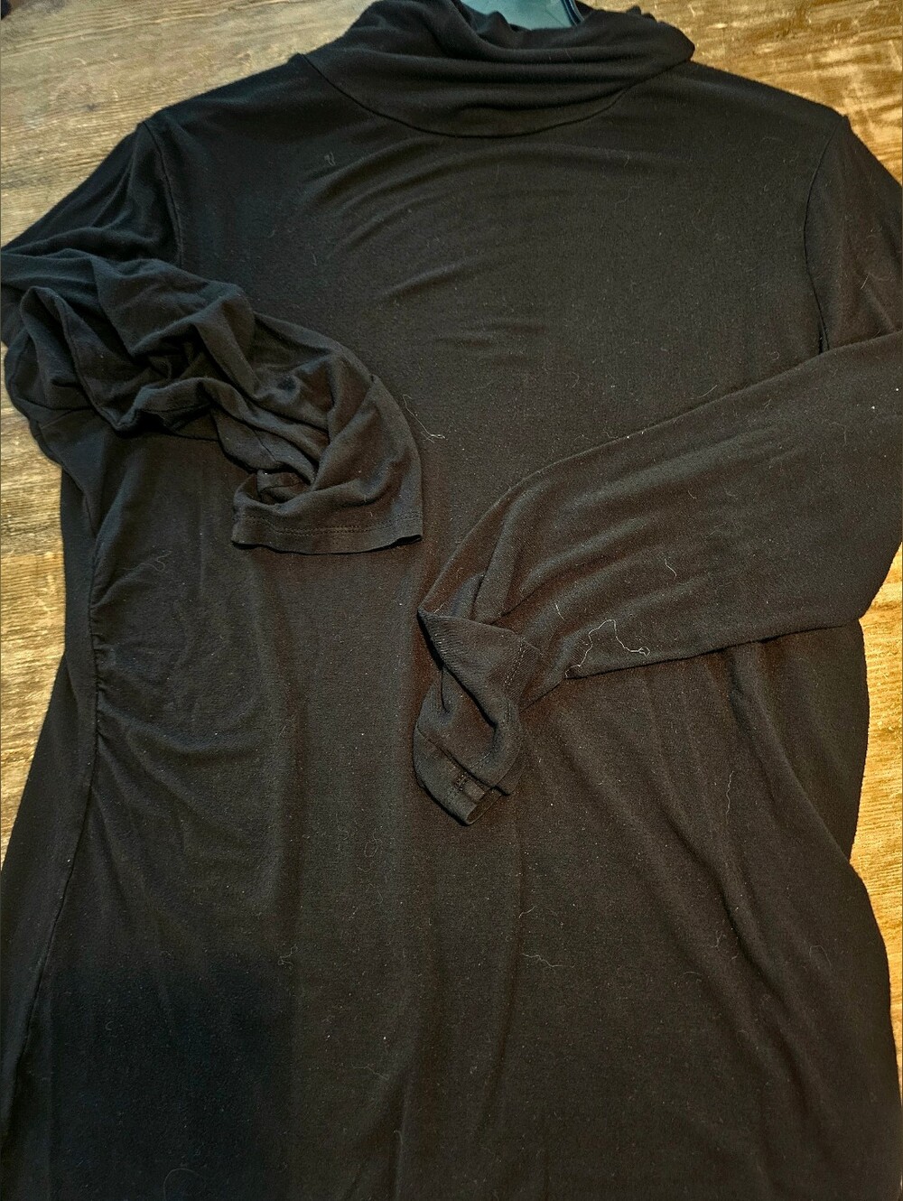 Ann Taylor Ruched Side & Sleeve Black Turtleneck XL